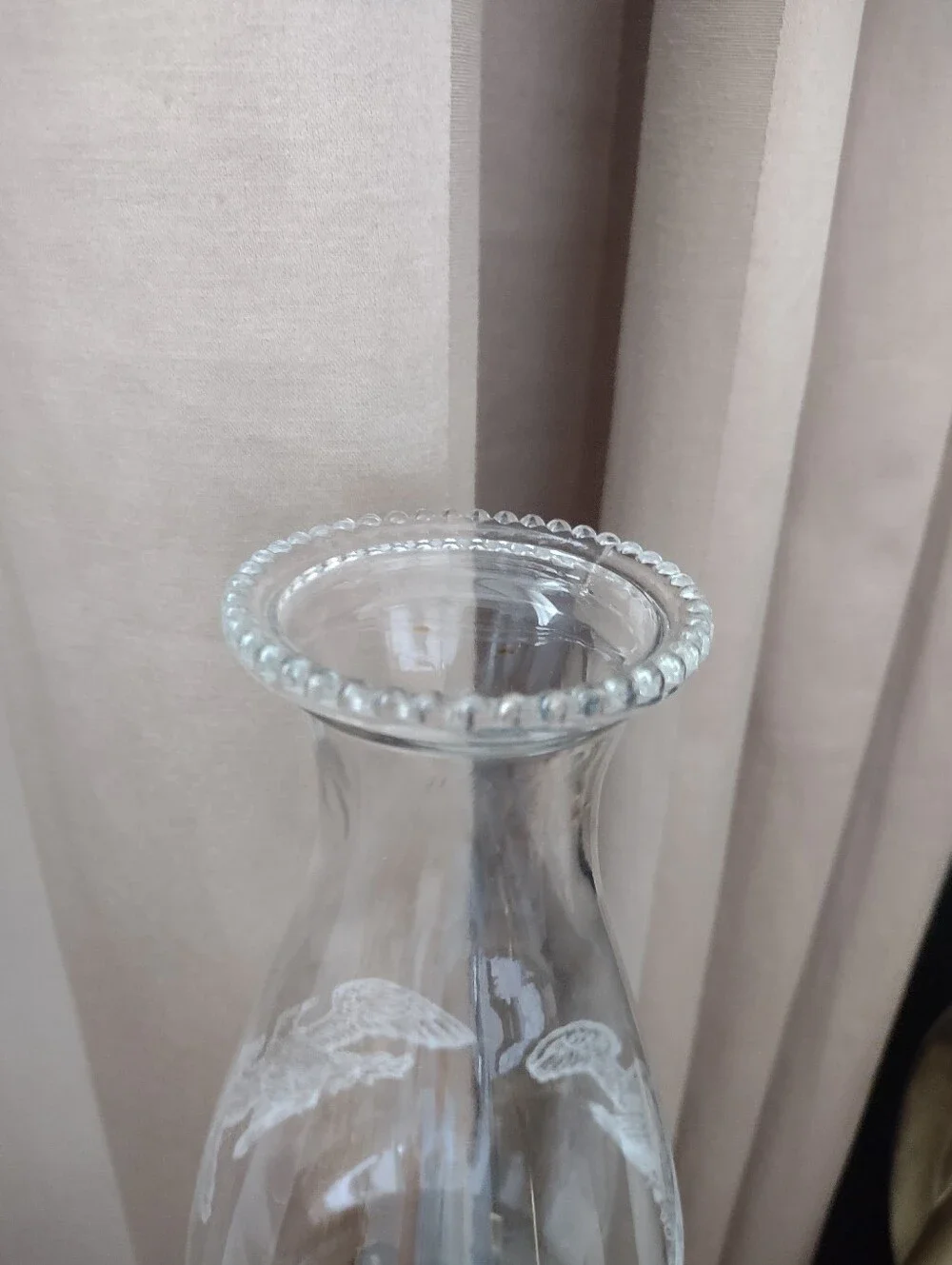 Vintage Eagle Danbury P&A Etched Glass Hurricane Oil Lamp Ceramic Base